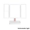 Rechargeable Foldable Makeup Mirror With LED Light 360° Adjust Wireless 1-3X Magnifying 3 Tone Light Desktop Vanity Table Mirror