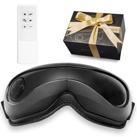 Eye Massager with Heat & Remote, Heated Eye Massage Mask with 5 Modes and Bluetooth Music, 180° Foldable Eye Care Massager for Eye Strain, Dry Eyes (Control Type: Remote Control, Color: Black)